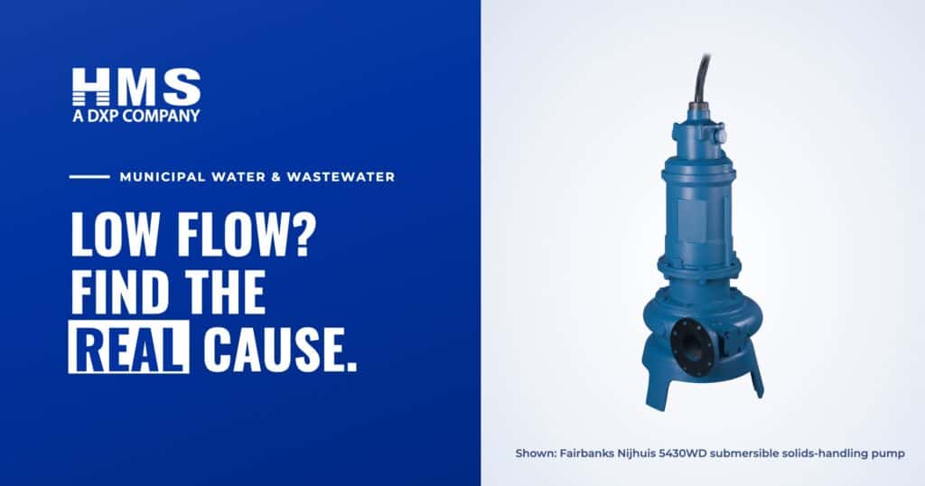 Fairbanks Nijhuis 5430WD submersible solids-handling pump — Diagnosing Low Flow at Municipal Pump Stations